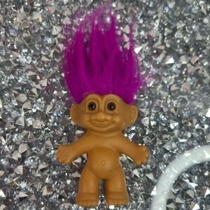 Russ troll purple hair Brown Troll Doll with Magenta Hair